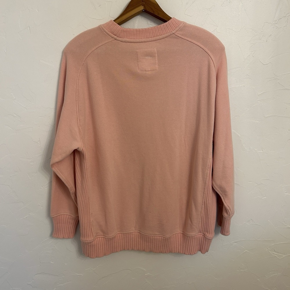 Aerie Oversized Crewneck Women's Size XS / TP Pink Ribbed Sides Trim Cozy Lounge - Picture 2 of 15